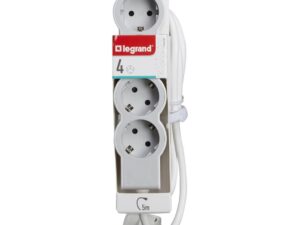 Разклонител Legrand, 4x2P+E, 5m кабел, бял/сиво